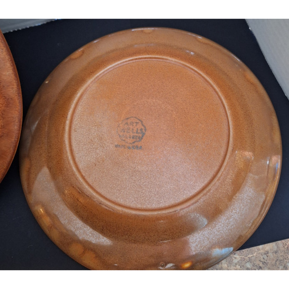 Two Homer Laughlin Wells Art Glazes Rust Plates 10" Vintage - Picture 7 of 8